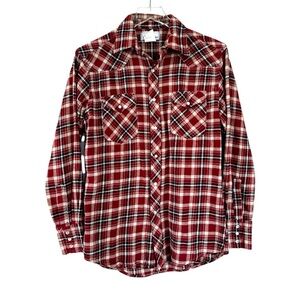 Wrangler Wrancher Shirt Snap Up Flannel Size Medium